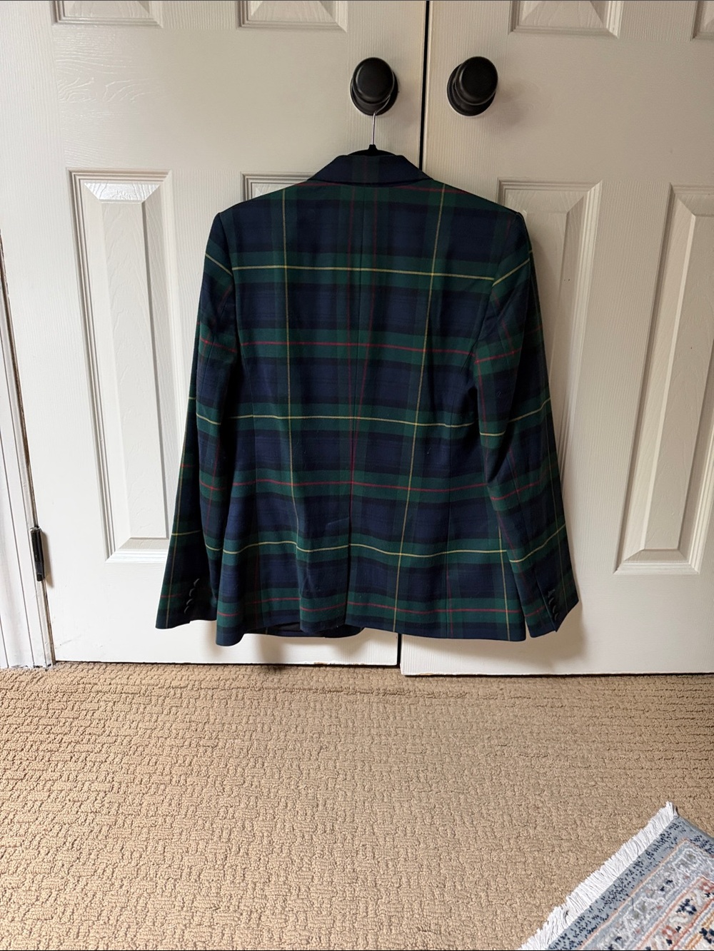 Lauren Ralph Lauren Navy & Green Plaid Tailored Blazer with Crest - Picture 10 of 17